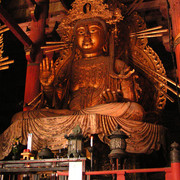 Japan - a statue inside Great Eastern Temple in Nara