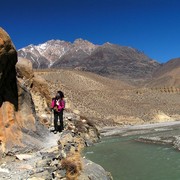 Nepal - Paula at the bank of Kali Gandaki River