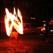 Laos - an evening fire show in Van Vieng 03
