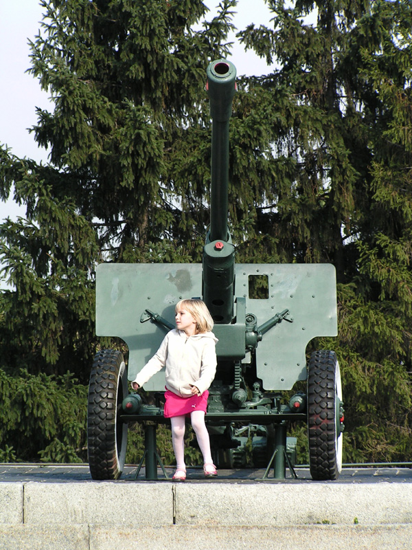 A girl and an army tank - Kiev
