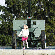 A girl and an army tank - Kiev