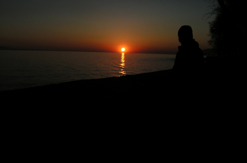 Brano watching sunset on Baikal lake