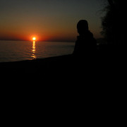Brano watching sunset on Baikal lake