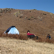 After first night in tent in Terejl NP