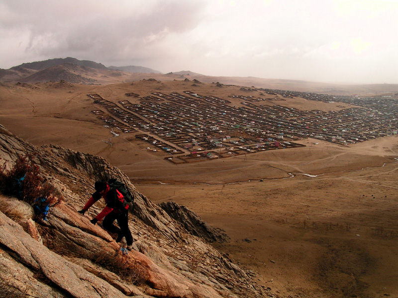 Brano climbing on a hill above Tsetserleg