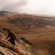 Brano climbing on a hill above Tsetserleg