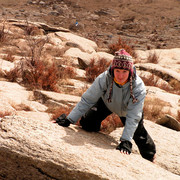 Paula climbing on a hill above Tsetserleg 01