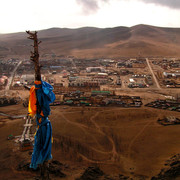 Blue scarf above Tsetserleg (Mongolia)