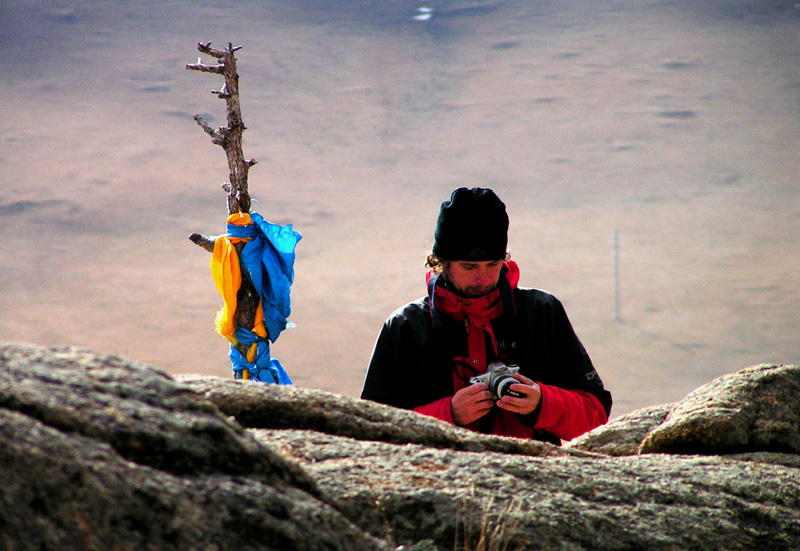 Brano and a ceremonial blue scarf - Tsetserleg