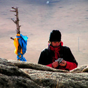 Brano and a ceremonial blue scarf - Tsetserleg