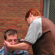 Andrea making Tom a nice hair cut