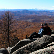 Mongolia - Brano and Paula over looking the Khangai Mountains