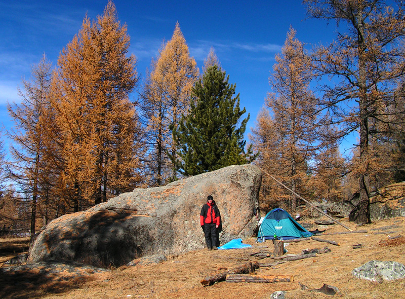 Mongolia - a camping place in Tsetserleg NP
