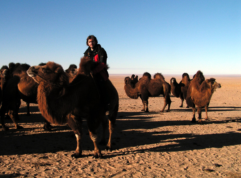 Gobi - Brano riding a Mongolian camel 01