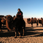 Gobi - Brano riding a Mongolian camel 01