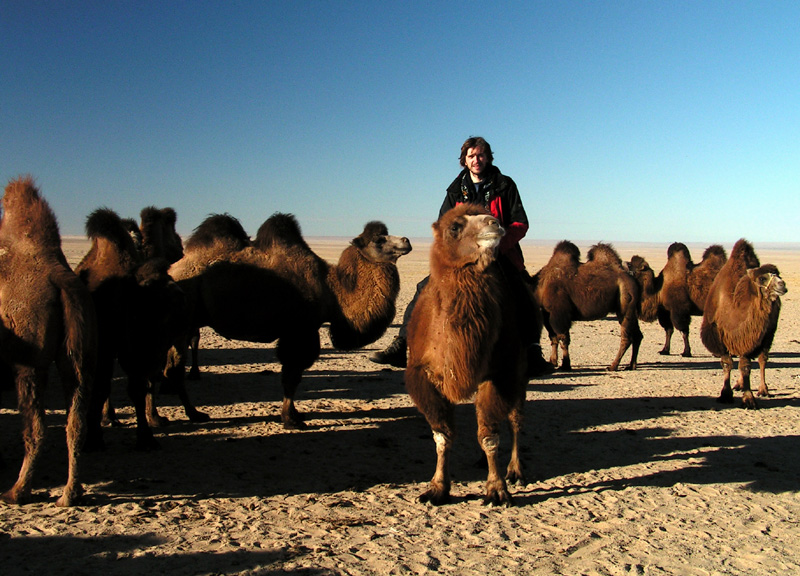 Gobi - Brano riding a Mongolian camel 02