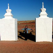 Gobi - Paula receiving energy in Buddhist "Energy Centre"