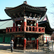 A huge drum in a Korean temple