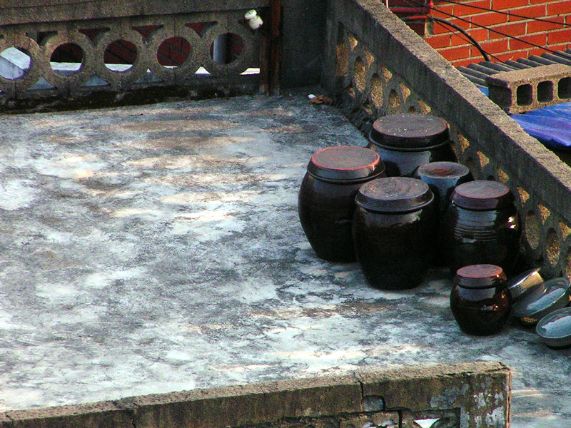 A Korean kimchi stock on the roof