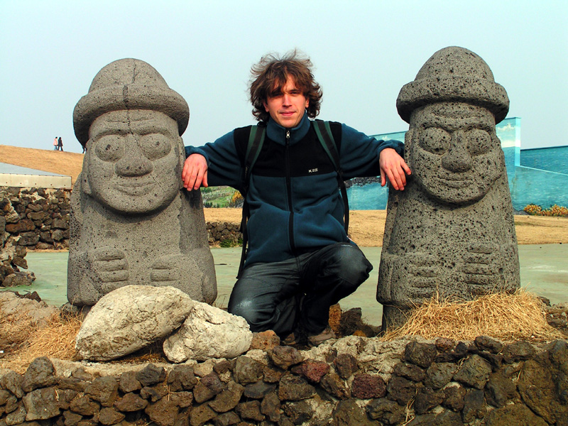 South Korea - Brano with stone grandfathers' statues
