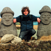 South Korea - Brano with stone grandfathers' statues