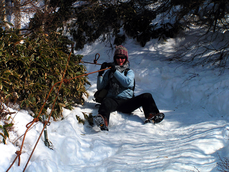 South Korea - Paula getting down from Mt. Hallasan 02