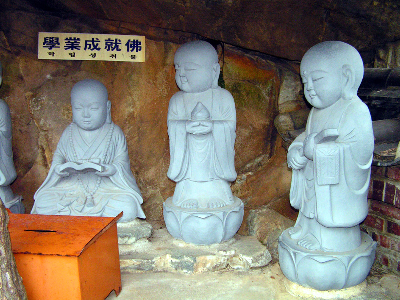 South Korea - small Buddha statues in Haedong Yonggunsa Temple