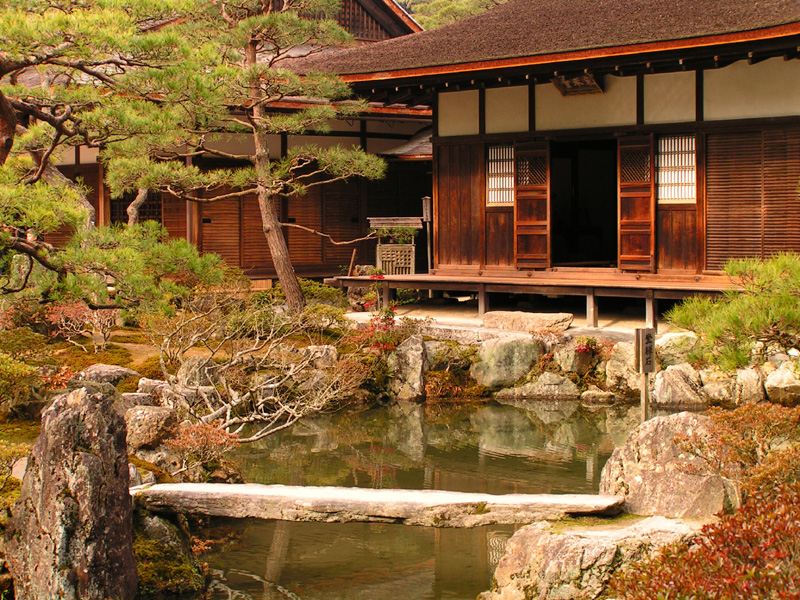 Japan - Kyoto - a pond in front of Ginkakuji Temple