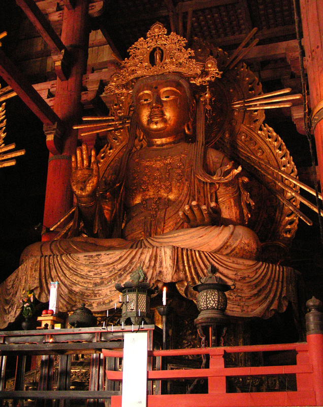 Japan - a statue inside Great Eastern Temple in Nara