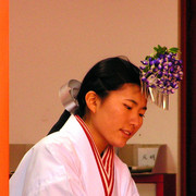 Japan - Nara - a saleswoman in Kasuga Grand Shrine