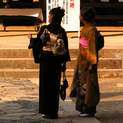 Traditionally dressed Japanese girls in Nara