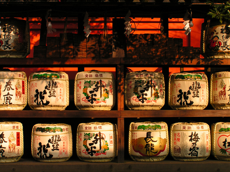 Japan - Nara - decorative barrels in Kasuga Grand Shrine