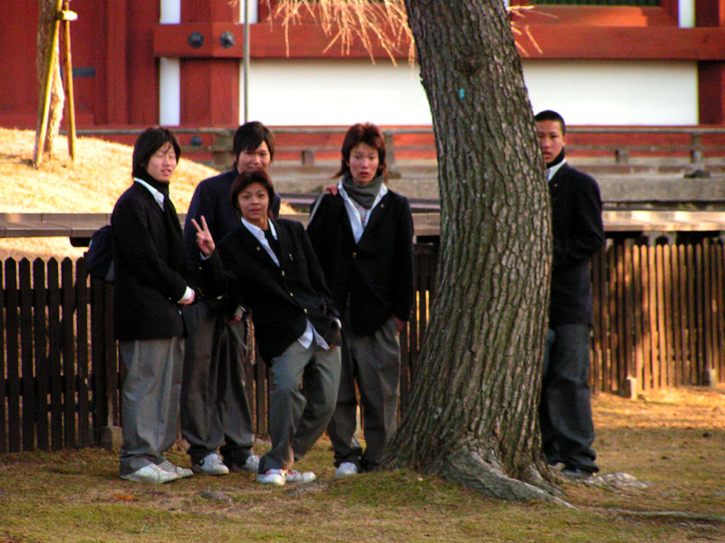 Japanese school boys in Nara