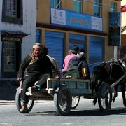 Tibet - local people traveling in Tingri
