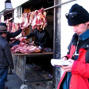 Tibet - selling meat in Lhasa
