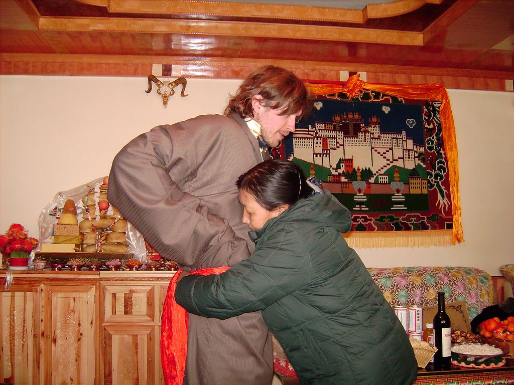 Tibet - Lhasa - Brano getting dressed into traditional costume 02