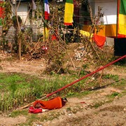 Man sleeping on the ground in Kathmandu