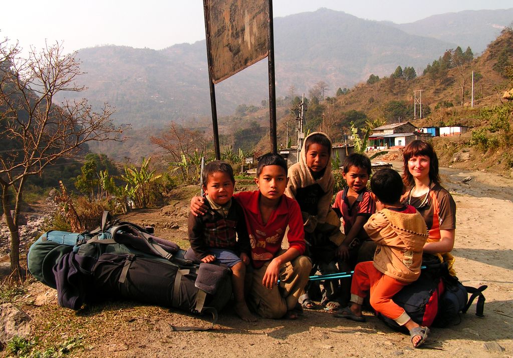 Paula with Nepalese children