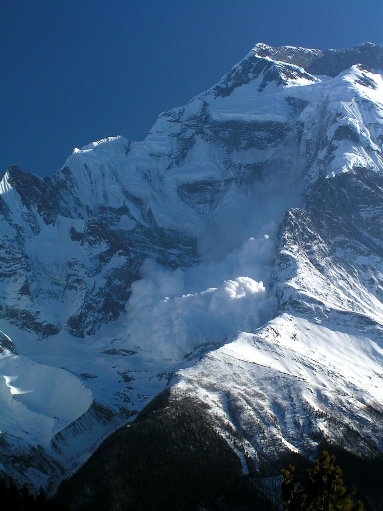 Nepal - an avalanche from the mount Annapurna IV