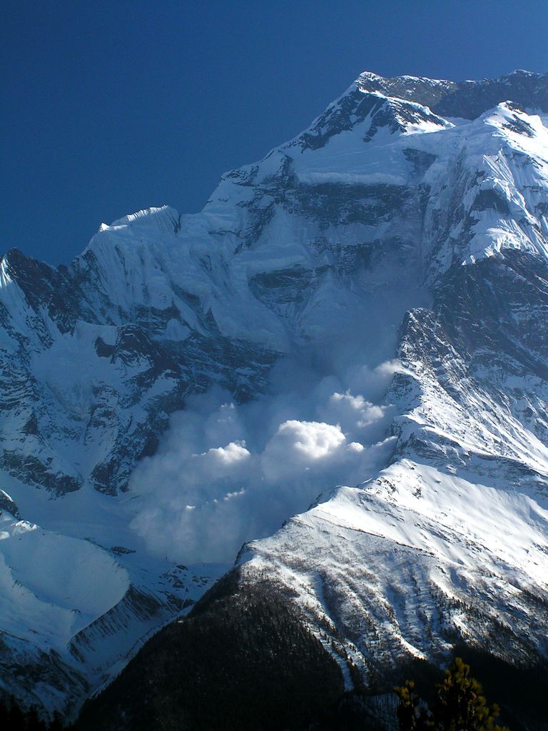 Nepal - an avalanche - the mount Annapurna IV