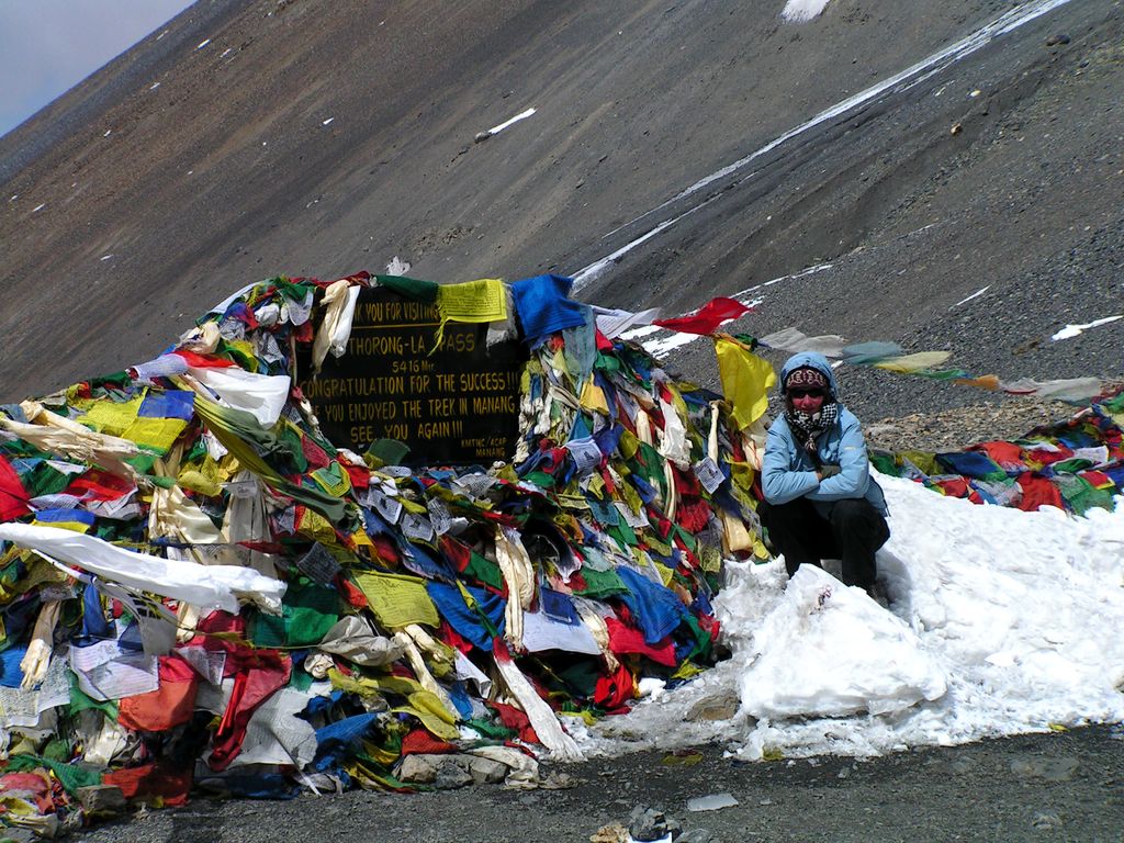 Nepal - Paula at Thorung La pass (5416 meters)