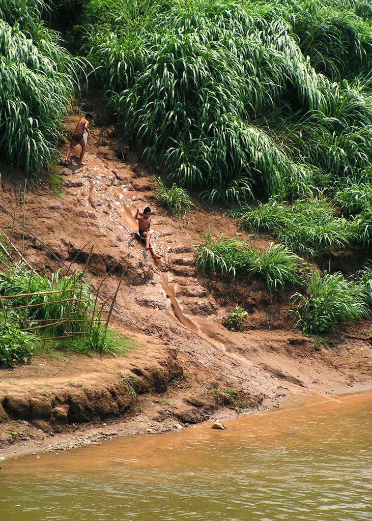 Laos - a mud slide in Luang Prabang