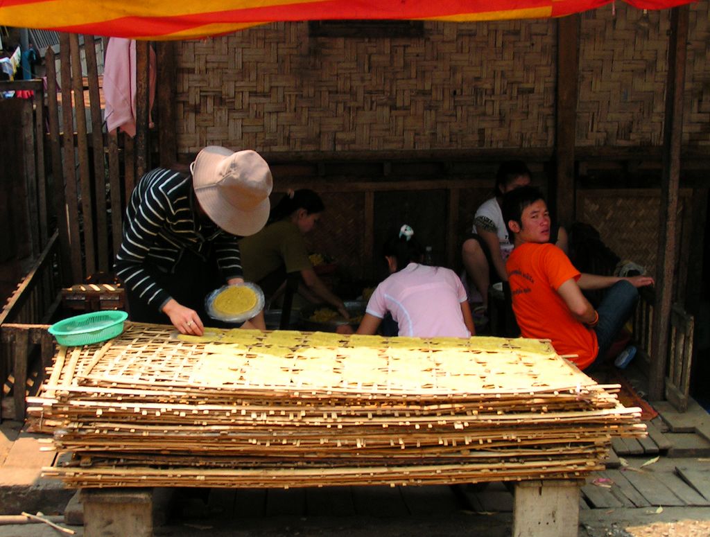 Laos - making pancakes in Luang Prabang 33