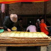 Laos - making pancakes in Luang Prabang 33