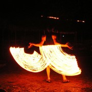 Laos - an evening fire show in Van Vieng 01