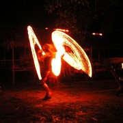 Laos - an evening fire show in Van Vieng 02