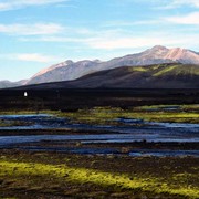 Iceland - a road behind the river