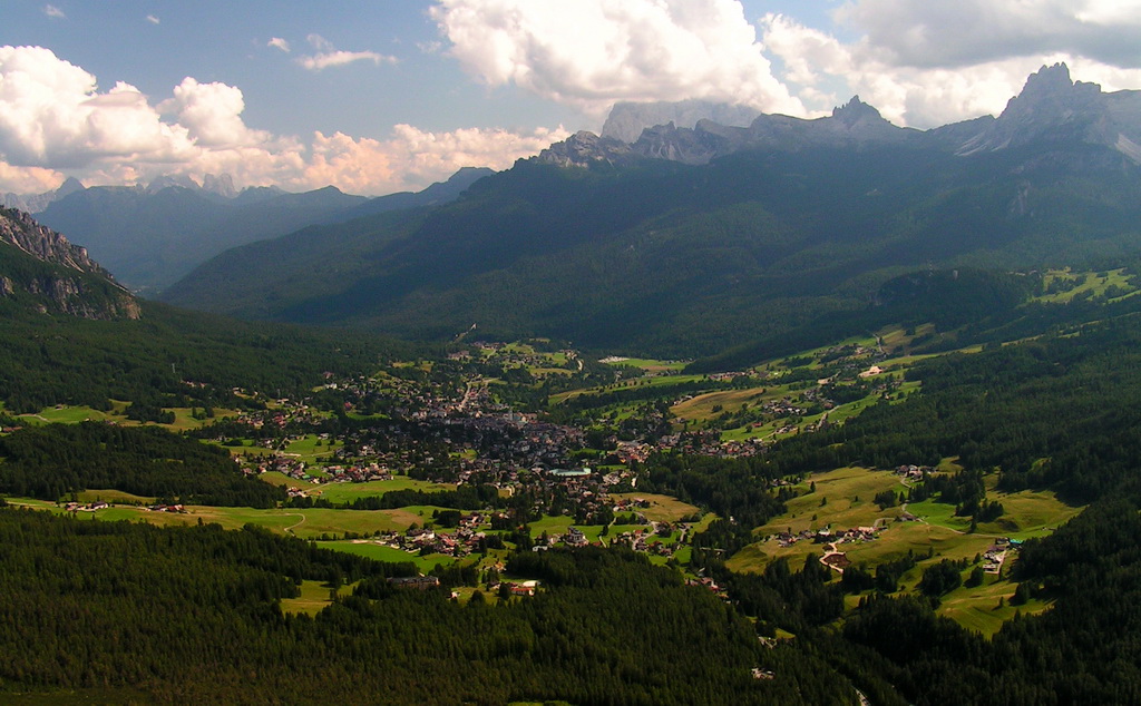 View of Cortina from ferrata Strobel