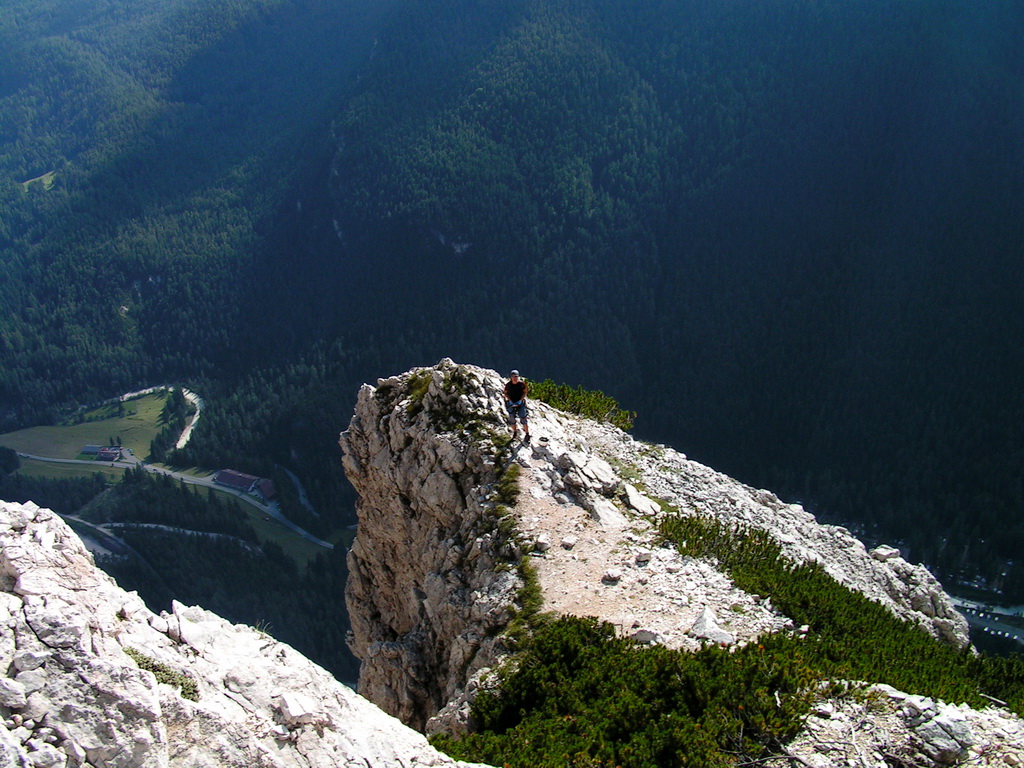 The view of Punta Fiames Valley from the rock balcony