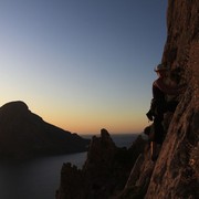 Greece - Kalymnos - Paula climbing in Poets 01